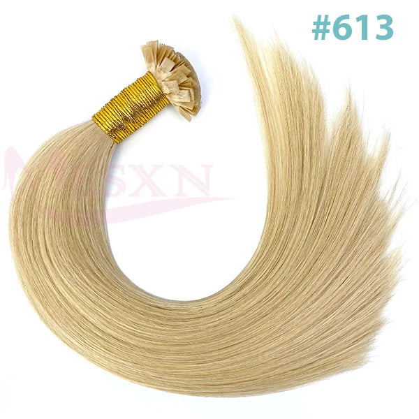 High Quality Straight Flat Tip Hair Extensions  100% Real Human Hair Fusion Hair Extensions  Brown Blonde Color 1g/Strand