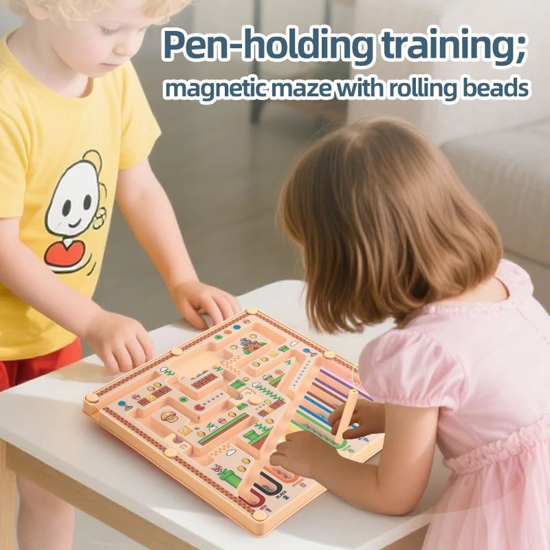 Kid Magnetic Maze Walking Ball Baby Concentration Training, Writing Logic Thinking Old Early Education Puzzle Toy Christmas gift