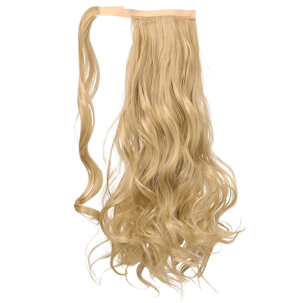 Synthetic Hair Ponytail Extension Curly hairBlonde Wrap-Around Hairpiece Easy to Wear for Quick Style Change