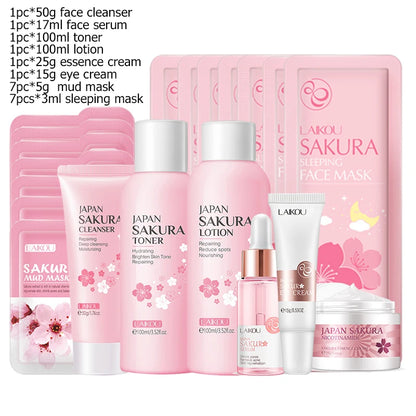 Green Tea Skin Care Kit Korean Cosmetic Moisturizing Exfoliate Beauty Face Care Set For Women Sakura Products Kit