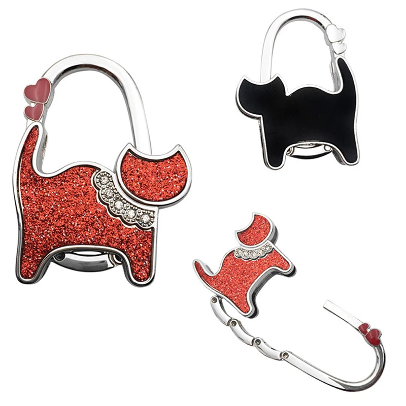 Protable Cat Shape Metal Bag Table Edge Hanger Holder Tiny Hooks Folding Bag Purse Hanger Handbag Hook Purse Tote Home Storage