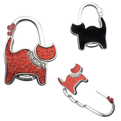 Protable Cat Shape Metal Bag Table Edge Hanger Holder Tiny Hooks Folding Bag Purse Hanger Handbag Hook Purse Tote Home Storage