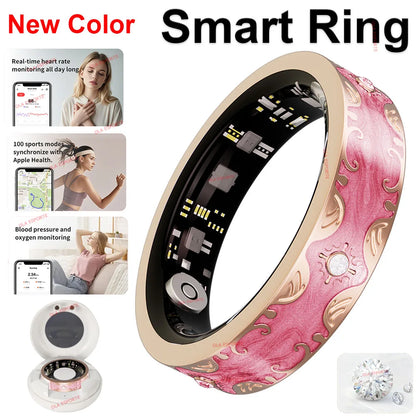 2026 New Smart Ring Men Women with Charging Case Heart Rate Blood Oxygen Health Sleep Monitoring IP68 Waterproof For Android IOS