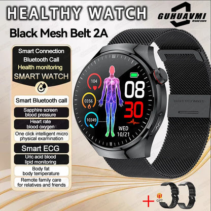 2025 Fashion New Men Dody Health Monitoring Smart Watch Blood Pressure Blood Lipid Uric Acid ECG+PPG NFC HD Bluetooth Call Watch