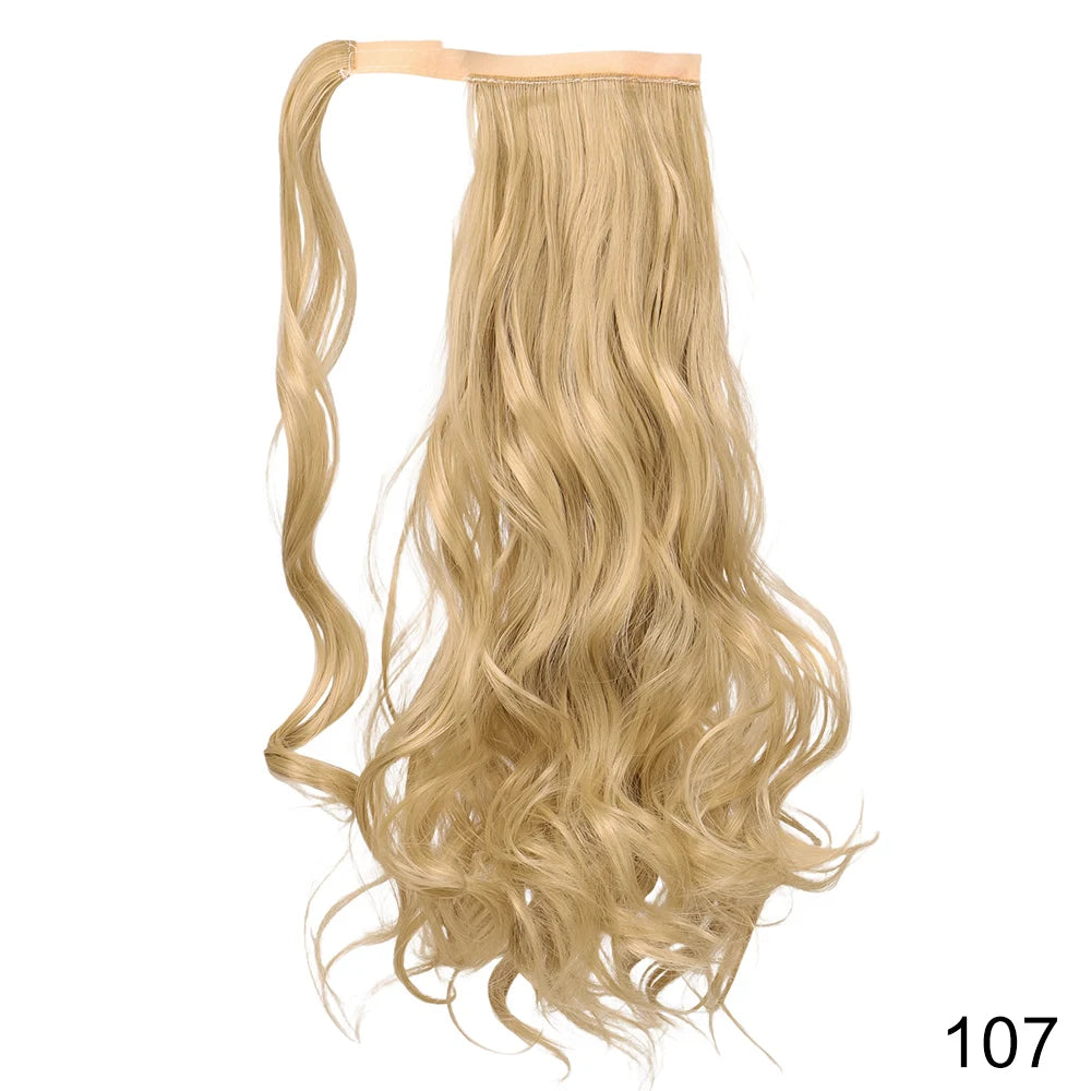 Synthetic Hair Ponytail Extension Curly hairBlonde Wrap-Around Hairpiece Easy to Wear for Quick Style Change