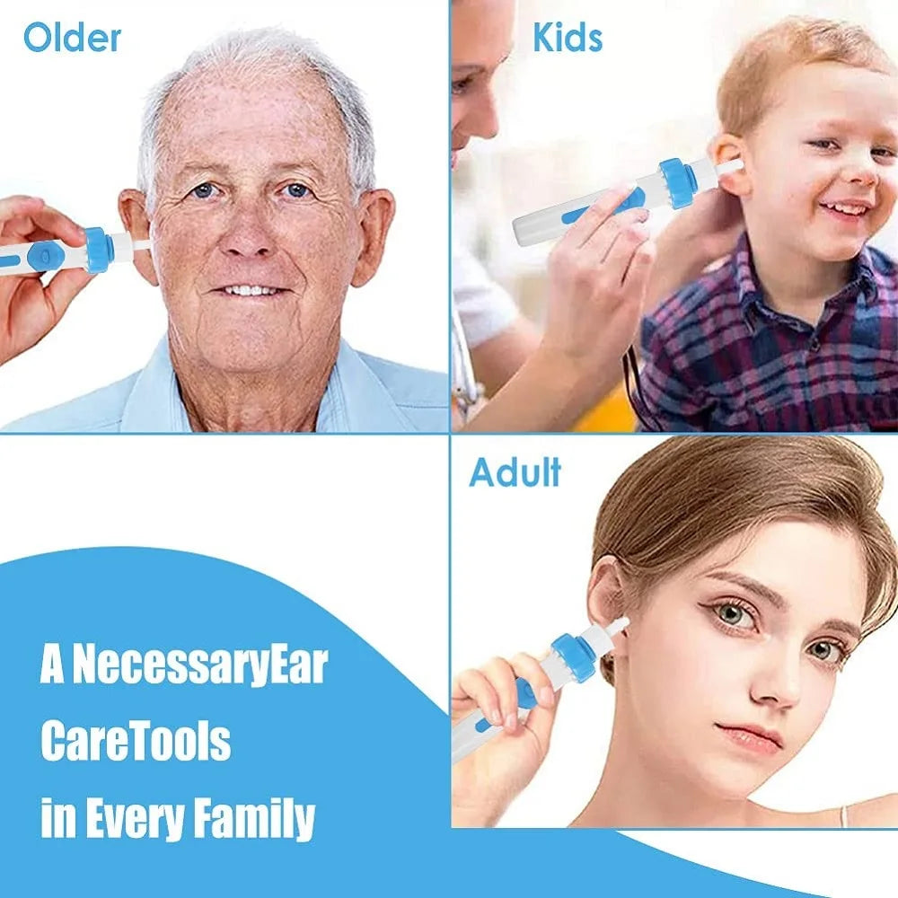 Electric Ear Cordless Safe Vibration Painless Ear Cleaner Silicon Ear Spoon Tool Set Ear Wax Removal Tool for Adults & Children