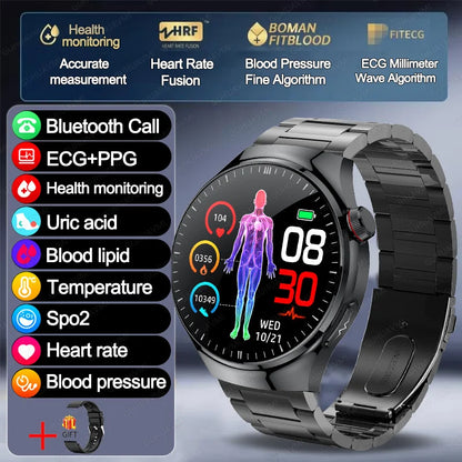 2026 New Non Invasive Health Monitoring Smartwatch Blood Lipids Uric Acid Heart Rate Body Temperature Bluetooth Call Smart Watch