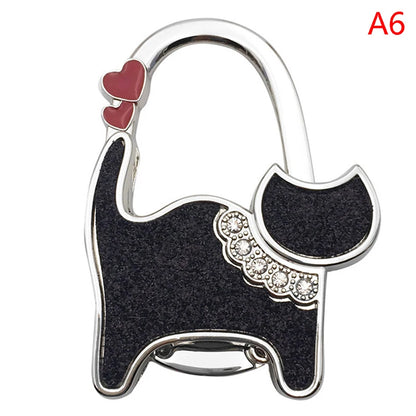 Protable Cat Shape Metal Bag Table Edge Hanger Holder Tiny Hooks Folding Bag Purse Hanger Handbag Hook Purse Tote Home Storage