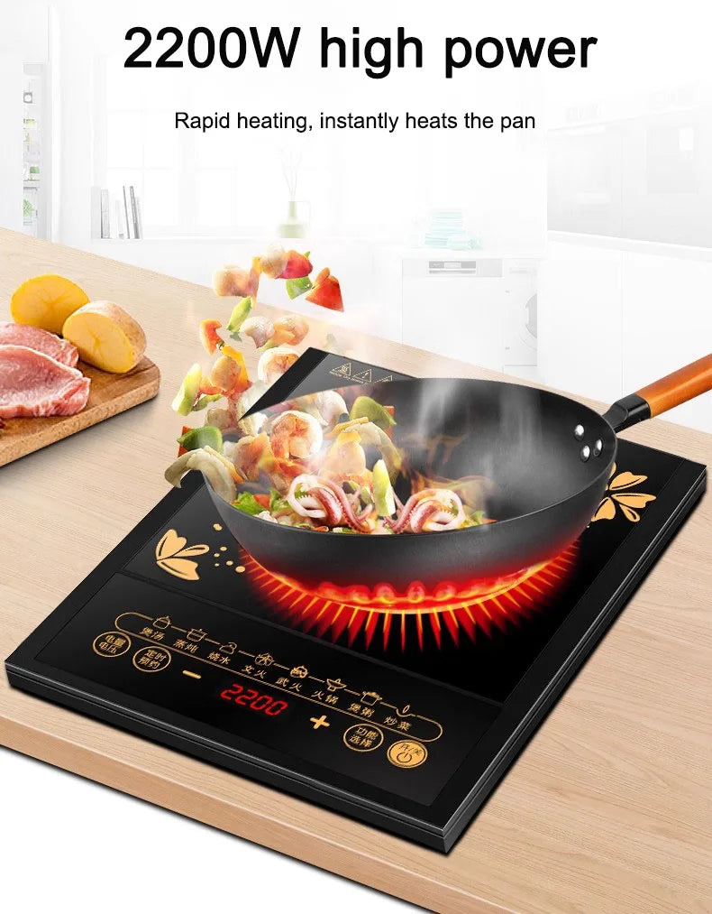 DMWD Electric Magnetic Induction Cooker Household Waterproof Small Hot Pot Heating Stove Touchpad Stir-fry Dish Cooking Oven EU