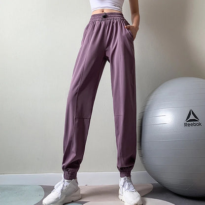 Fitness Sports Pants Women Elastic Band Waist/Foot Quick Dry Loose Cycling Running Yoga Pants Female Streetwear Pantalon Femme