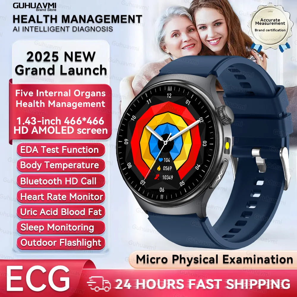 New Upgraded Health Monitoring Uric Acid Blood Pressure Blood Oxygen Heart Health Check Smart Watch ECG smart watches Man 2026