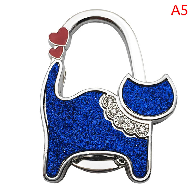 Protable Cat Shape Metal Bag Table Edge Hanger Holder Tiny Hooks Folding Bag Purse Hanger Handbag Hook Purse Tote Home Storage