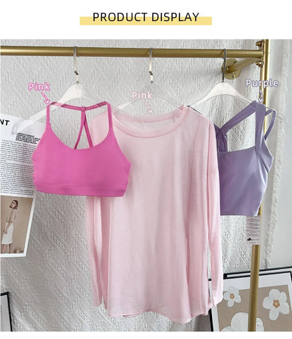 Women's Fitness Sports T-shirt Loose Long Sleeve Breathable Comfort Side-Opening Design Running Fitness Leisure Outdoor Yoga Top