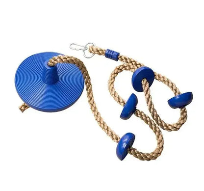 Kids Fitness Climbing Rope with Platforms and Disc Swing Seat Set Outdoor Swing Set Garden Toy Playground Accessories