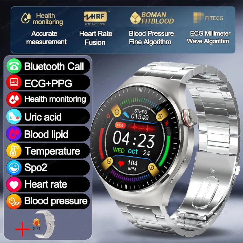 2026 New Non Invasive Health Monitoring Smartwatch Blood Lipids Uric Acid Heart Rate Body Temperature Bluetooth Call Smart Watch