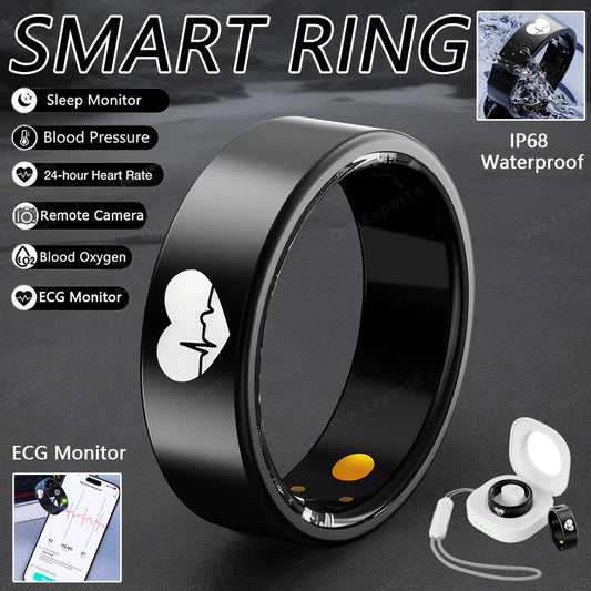 New ECG Monitor Smart Ring Heart Rate Blood Oxygen Health Monitoring Multi-sport Mode Temperature 3ATM Waterproof Smartring 2026