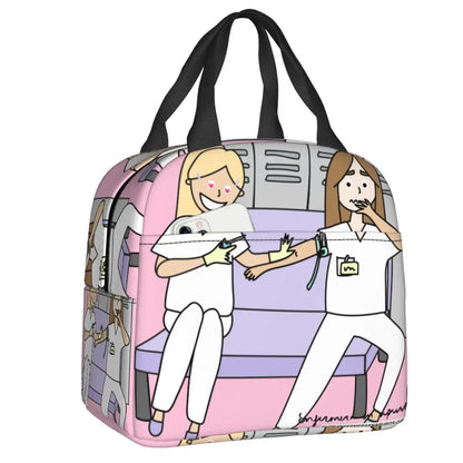 Custom Enfermera En Apuros Doctor Nurse Medical Health Insulated Lunch Bag for Women Portable Cooler Thermal Lunch Box School