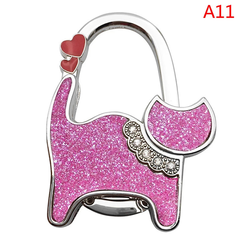 Protable Cat Shape Metal Bag Table Edge Hanger Holder Tiny Hooks Folding Bag Purse Hanger Handbag Hook Purse Tote Home Storage