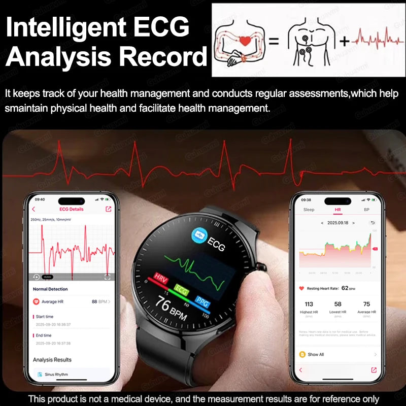 New Upgraded Health Monitoring Uric Acid Blood Pressure Blood Oxygen Heart Health Check Smart Watch ECG smart watches Man 2026