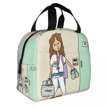 Custom Enfermera En Apuros Doctor Nurse Medical Health Insulated Lunch Bag for Women Portable Cooler Thermal Lunch Box School