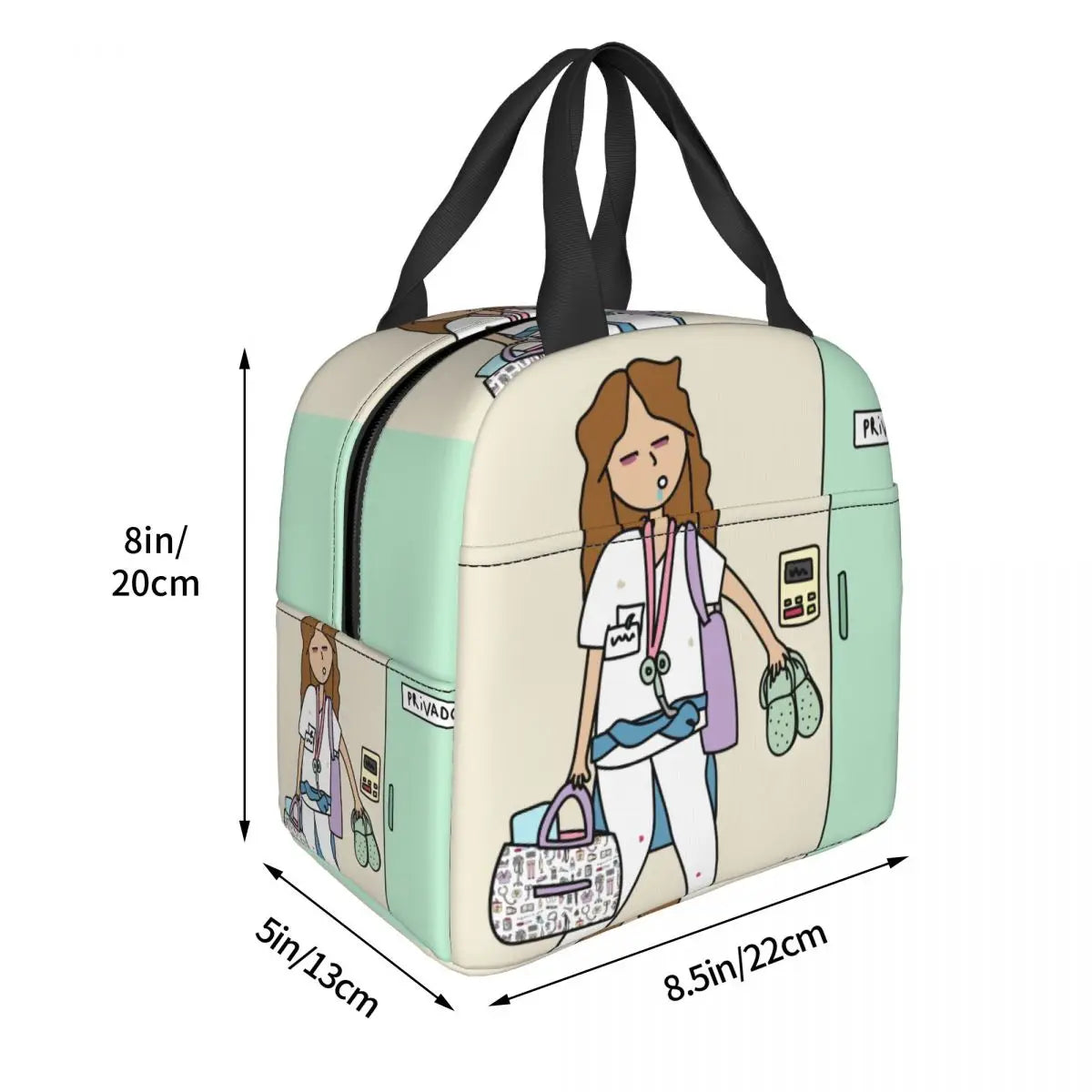 Custom Enfermera En Apuros Doctor Nurse Medical Health Insulated Lunch Bag for Women Portable Cooler Thermal Lunch Box School