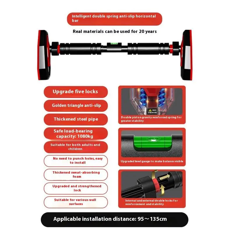 Home Gym Pull-Up Bars Training Horizontal Bar Non-Slip Telescopic Chin Up Bar Fitness Training Bar Anti-Reversing Sit Up Bar