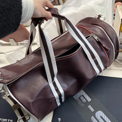 Gym Bag Men and Women Shoulder Bag Messenger Portable Training Basketball Bag Cylinder Travel Bags Sports Leather Handbag Tennis