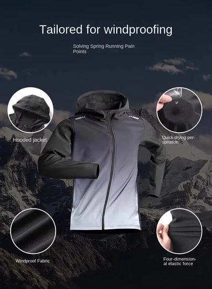 Running jacket men's autumn and winter velvet sports windbreaker fitness top professional morning running training suit cycling