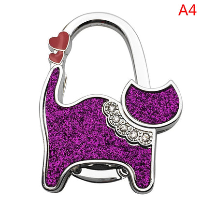 Protable Cat Shape Metal Bag Table Edge Hanger Holder Tiny Hooks Folding Bag Purse Hanger Handbag Hook Purse Tote Home Storage