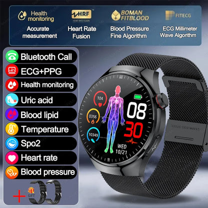 2026 New Non Invasive Health Monitoring Smartwatch Blood Lipids Uric Acid Heart Rate Body Temperature Bluetooth Call Smart Watch