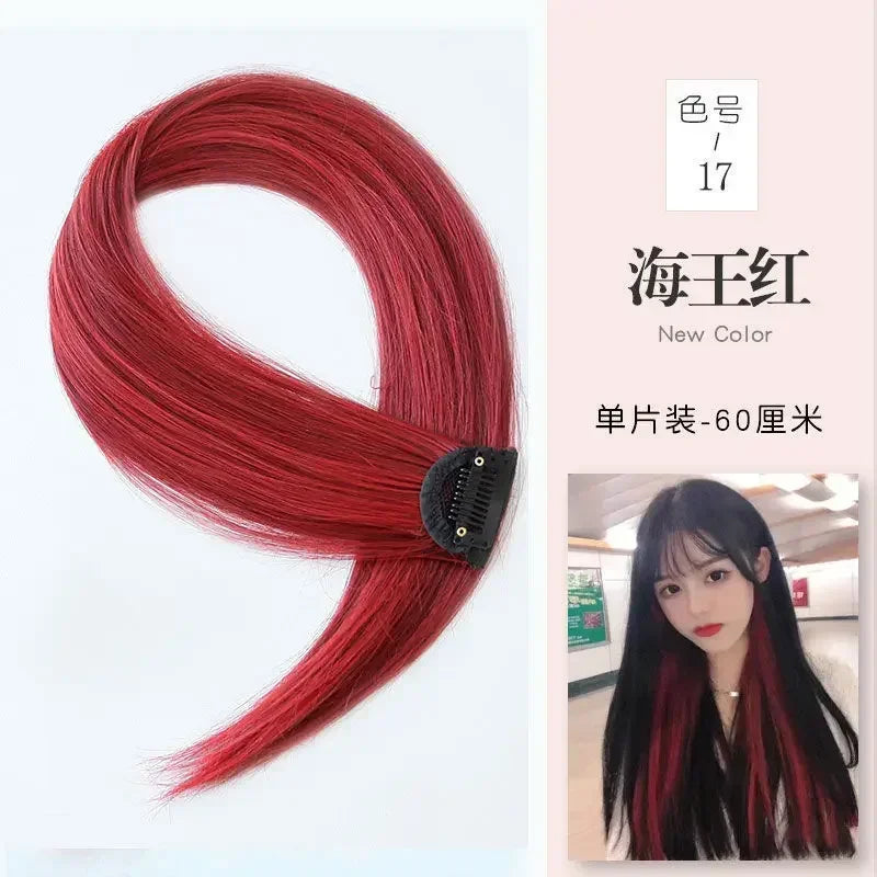 60cm Hair Extension Clip In Hairpiece Long Straight Hanging Ear Wig Clip Synthetic Hair Extensions Accessories Hairpiece Hairpin