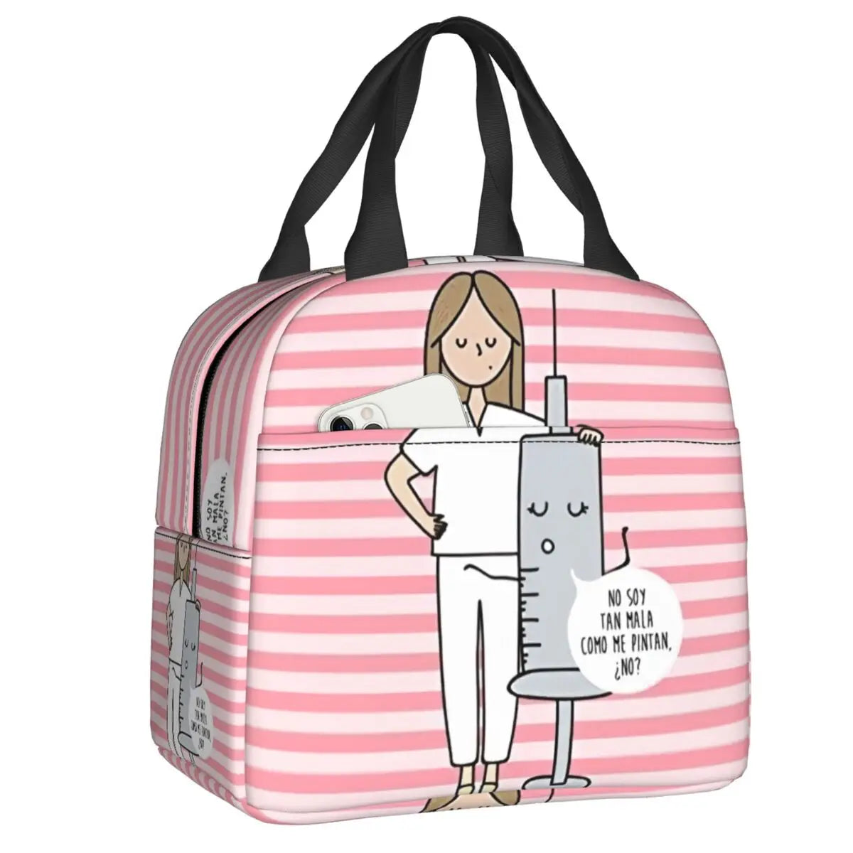 Custom Enfermera En Apuros Doctor Nurse Medical Health Insulated Lunch Bag for Women Portable Cooler Thermal Lunch Box School
