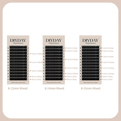 DIYDAY YY Shaped Eyelash Extension C D Curl Faux Mink Lashes Wholesale YY Shape False Eyelashes for Eye Makeup Beauty