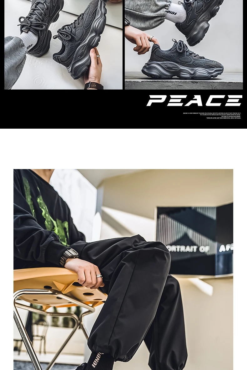 Sports Casual Men Shoes Anti Slip Wear-Resistant Trendy Breathable Outdoor Running Soft Platform Soles Comfort Male Sneakers