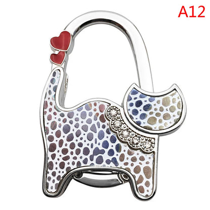 Protable Cat Shape Metal Bag Table Edge Hanger Holder Tiny Hooks Folding Bag Purse Hanger Handbag Hook Purse Tote Home Storage