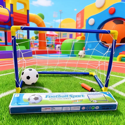 Kids Mini Football Goal Set, Portable Soccer Net with Ball & Pump, Indoor Outdoor Sports Toy for Boys Girls, Backyard Beach Play