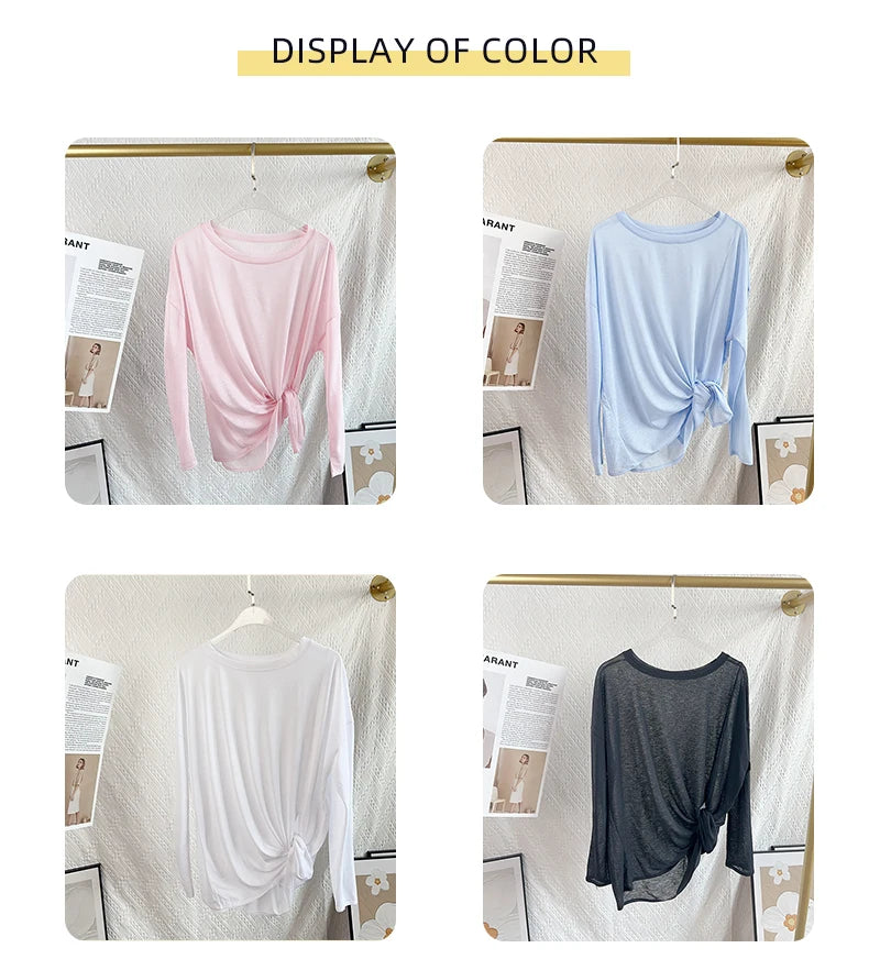 Women's Fitness Sports T-shirt Loose Long Sleeve Breathable Comfort Side-Opening Design Running Fitness Leisure Outdoor Yoga Top