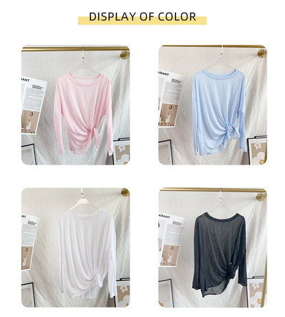 Women's Fitness Sports T-shirt Loose Long Sleeve Breathable Comfort Side-Opening Design Running Fitness Leisure Outdoor Yoga Top