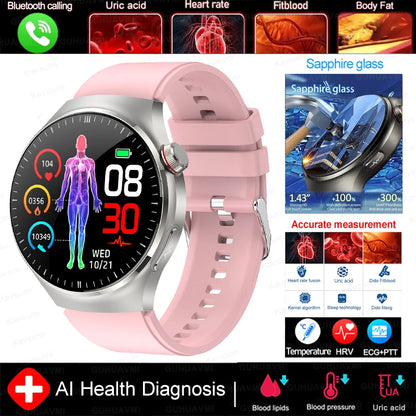 2025 Fashion New Men Dody Health Monitoring Smart Watch Blood Pressure Blood Lipid Uric Acid ECG+PPG NFC HD Bluetooth Call Watch