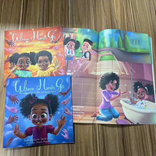 4 books in 1 set Children's English books Body safety set where hands go Color baby education books