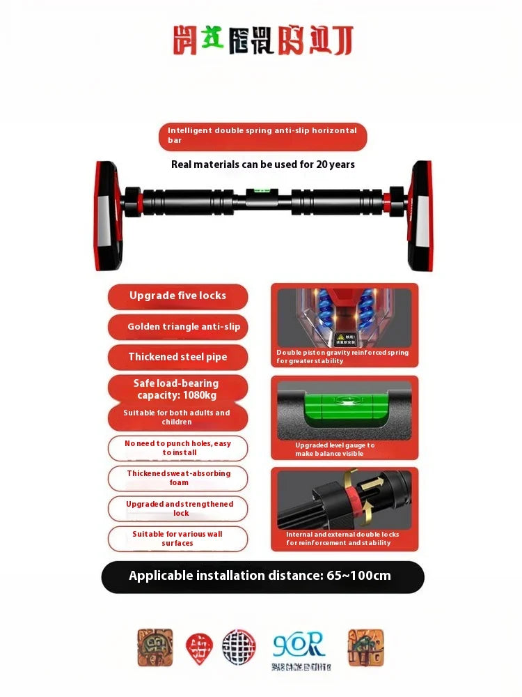 Home Gym Pull-Up Bars Training Horizontal Bar Non-Slip Telescopic Chin Up Bar Fitness Training Bar Anti-Reversing Sit Up Bar