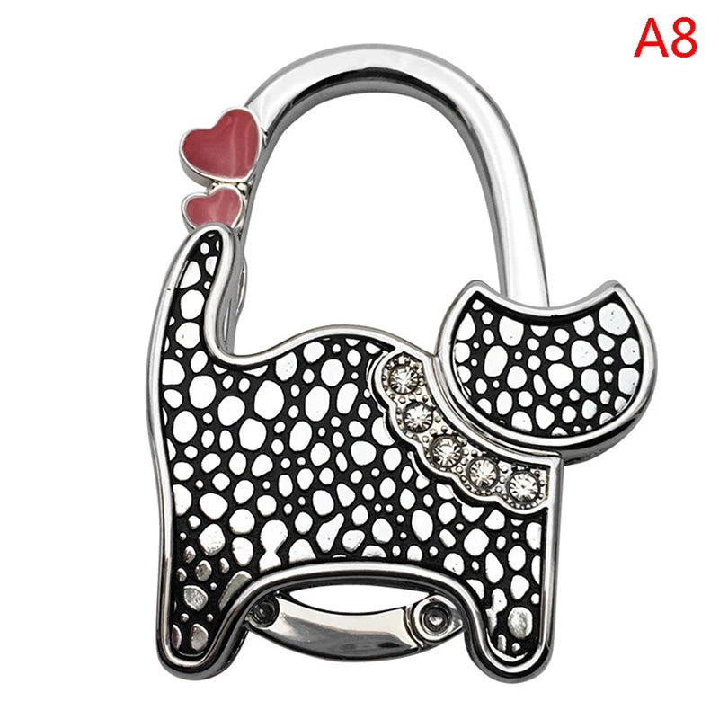 Protable Cat Shape Metal Bag Table Edge Hanger Holder Tiny Hooks Folding Bag Purse Hanger Handbag Hook Purse Tote Home Storage