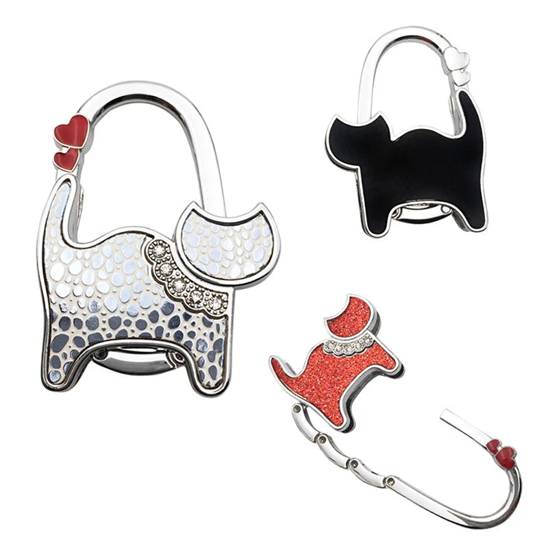 Protable Cat Shape Metal Bag Table Edge Hanger Holder Tiny Hooks Folding Bag Purse Hanger Handbag Hook Purse Tote Home Storage
