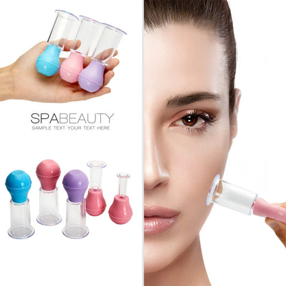 Facial Massage Cups Rubber Vacuum Cupping Skin Lifting Anti Cellulite Massager for Face Pvc Body Cups Skin Scraping Massage Jar