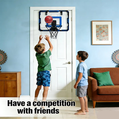 Basketball Hoop Wall Mounted, Over Door Indoor Outdoor Hoop Set with Ball for Kids Adults Home Office Training Game