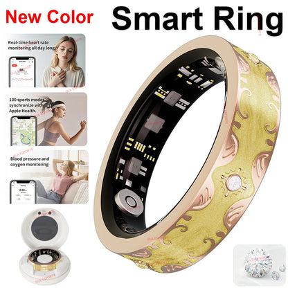 2026 New Smart Ring Men Women with Charging Case Heart Rate Blood Oxygen Health Sleep Monitoring IP68 Waterproof For Android IOS