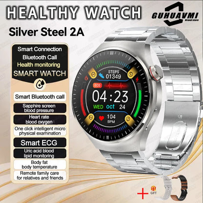 2025 Fashion New Men Dody Health Monitoring Smart Watch Blood Pressure Blood Lipid Uric Acid ECG+PPG NFC HD Bluetooth Call Watch