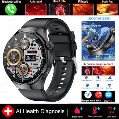 2025 Fashion New Men Dody Health Monitoring Smart Watch Blood Pressure Blood Lipid Uric Acid ECG+PPG NFC HD Bluetooth Call Watch