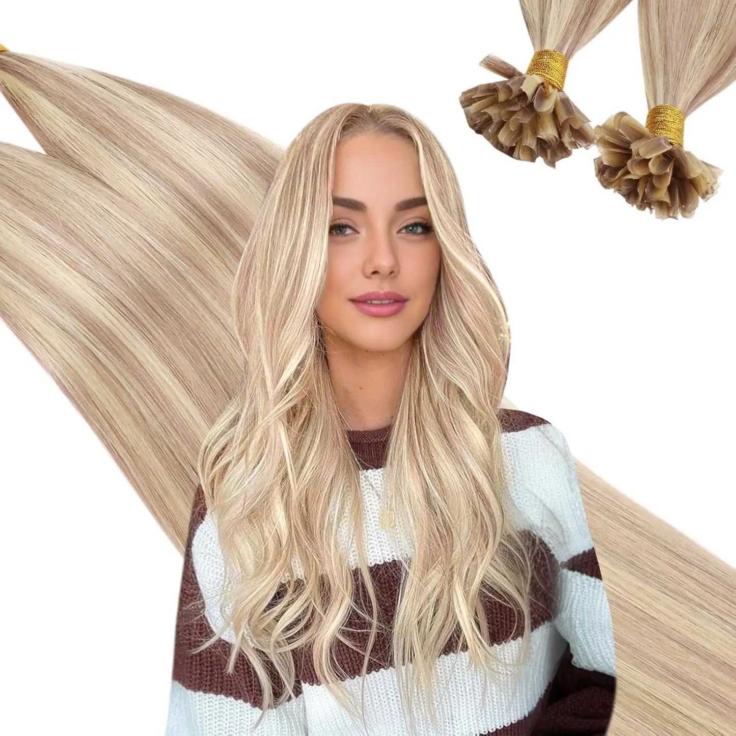 Ugeat U Tip Hair Extension Human Hair 1g/s Nail U Tip Hair For Women 14-24" Pre Bonded Hair Extensions 50g/100g Keratin Tip Hair