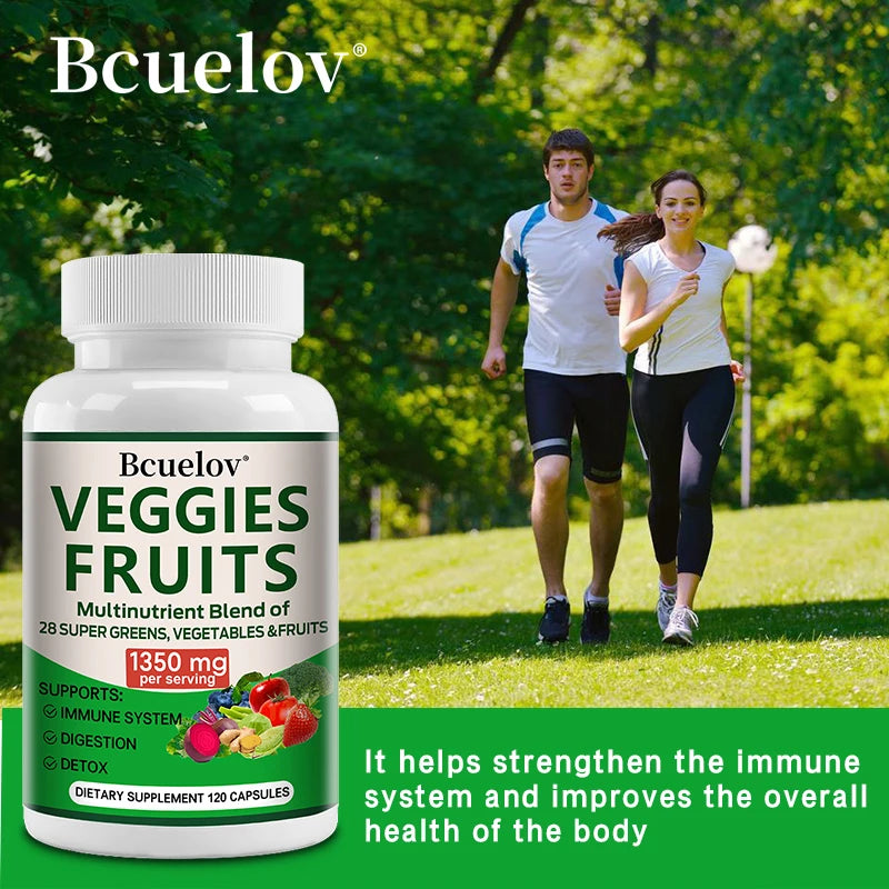 1350mg Fruit and Vegetable Supplement - 28 Complex Nutrients - Boosts Digestion, Detoxification, and Immune Support